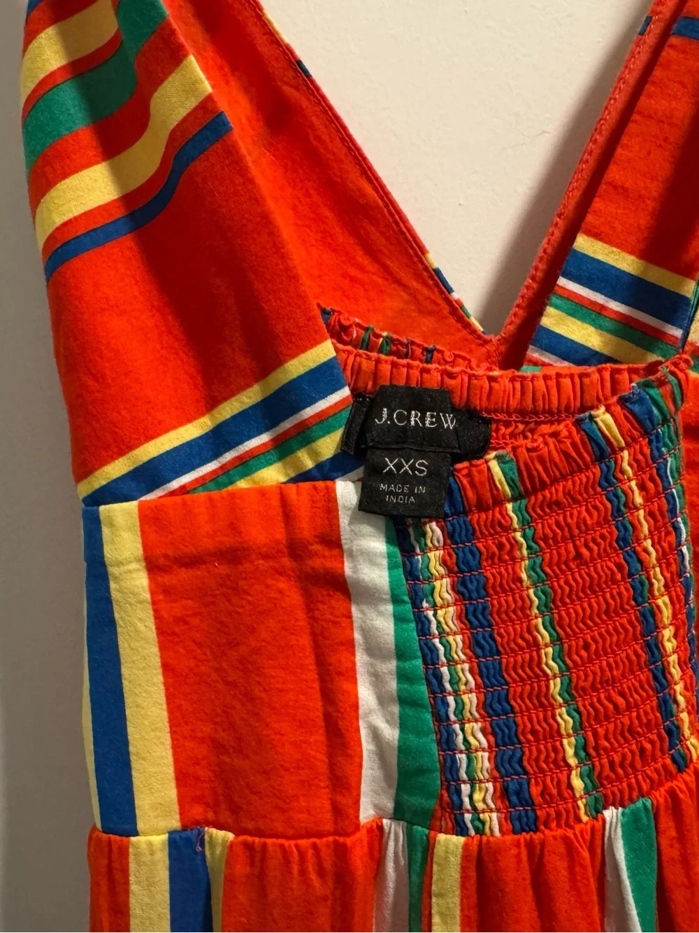 J. Crew Bright Orange Striped Sundress with Multicolor Panels